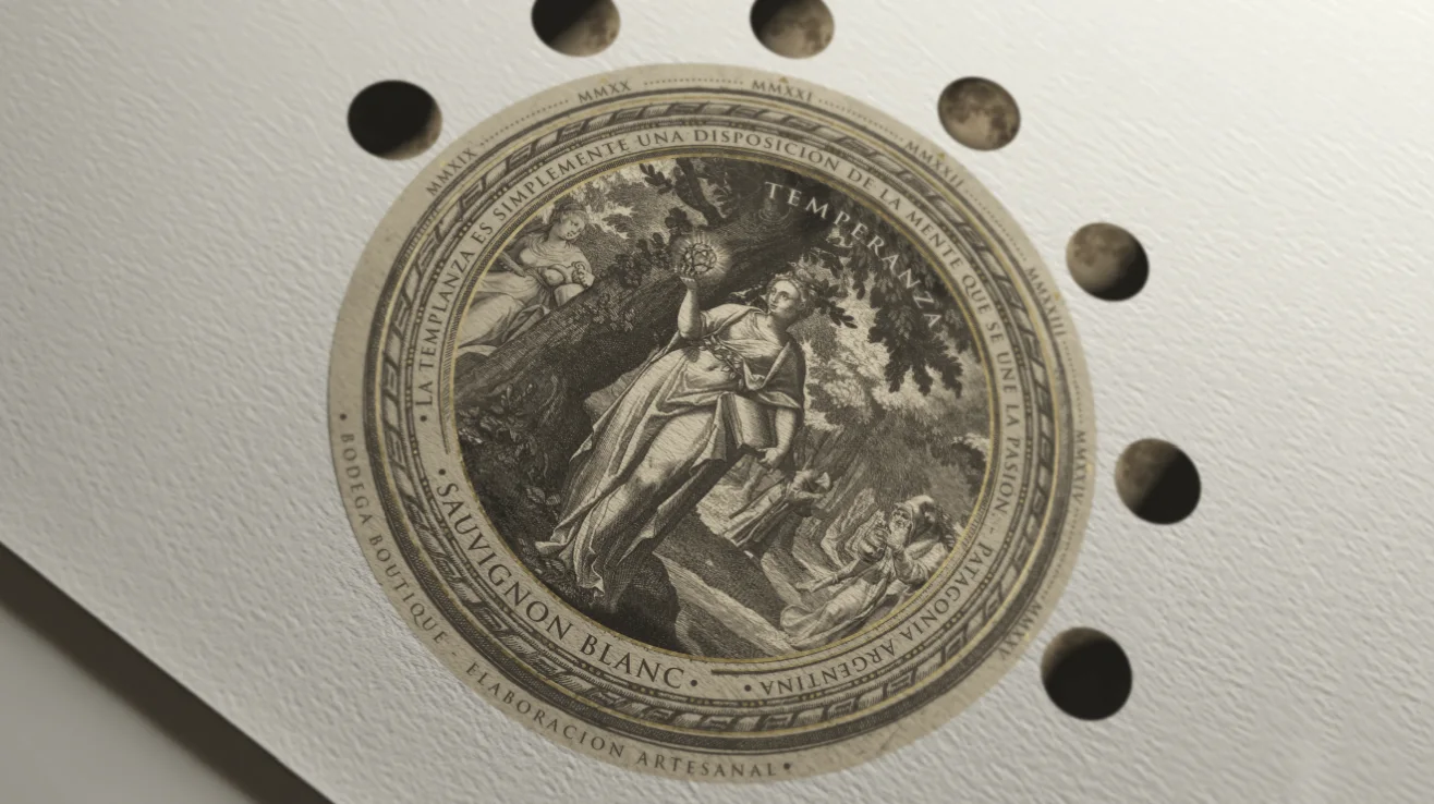 Etiqueta circular — detalle de troquelado