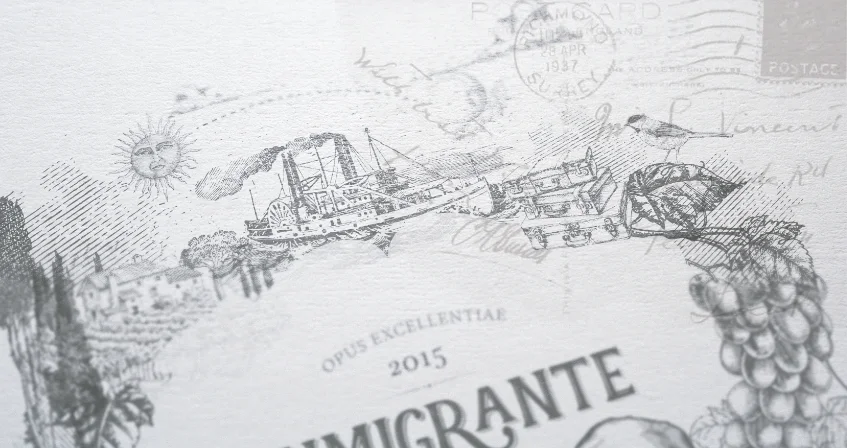 Boceto a línea del label El Inmigrante — proceso de ilustración