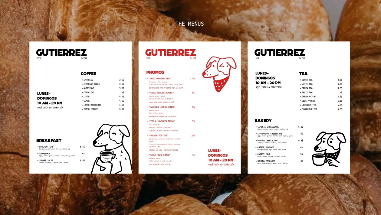 Sistema de cartas — Coffee, Promos, Tea & Bakery